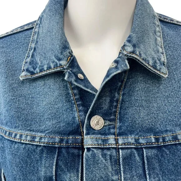 $298 Citizens of Humanity Blue Cotton Cropped Denim Alma Horsebit Jacket size XS - Picture 3 of 10